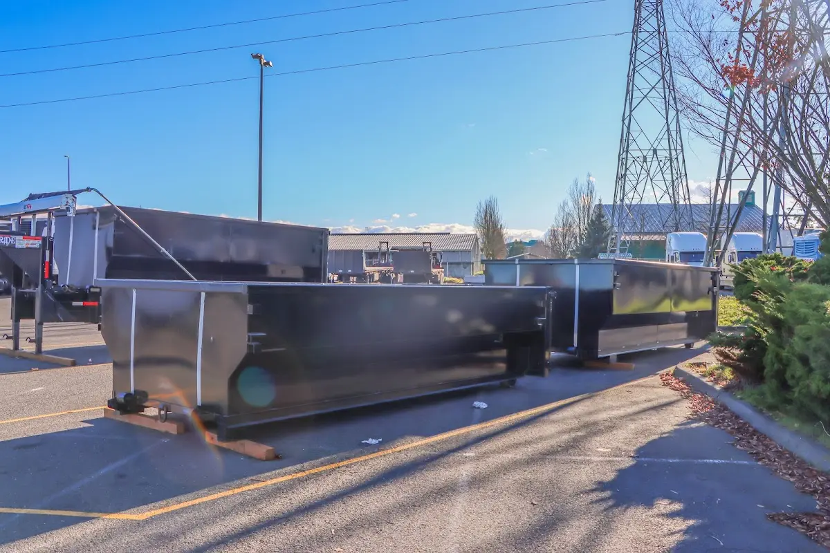 Roll-off dumpster ready for waste disposal at job site for Concrete Dumpster Rental in El Dorado Hills